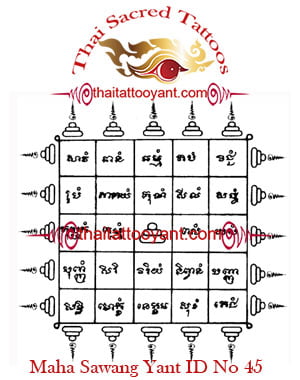 Maha Sawang Yant Thai Tattoo ID No 45
