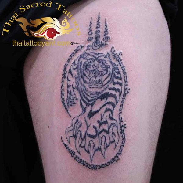 Tiger Left Claw Thai Sak Yant Tattoo