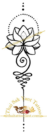 Dok Bua Thong Golden Lotus Flower Sak Yant Thai Tattoo design 4