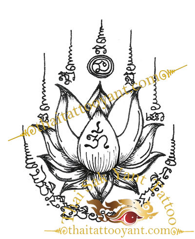 Dok Bua Thong Golden Lotus-Flower Thai Tattoo Yant design 1