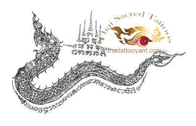 Naga, mythical Serpent Thai Tattoo Sak Yant design 2