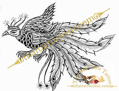 Phaya Pheasant Bird Thai Tattoo Yant Design 24