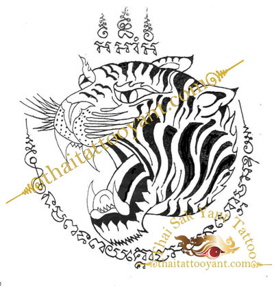 Tiger Head Suea Thai Tattoo Sak Yant Design 18