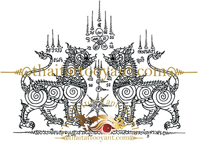 Sing Ki Lang Lion Mythical Thai Tattoo Sak Yant Design 8