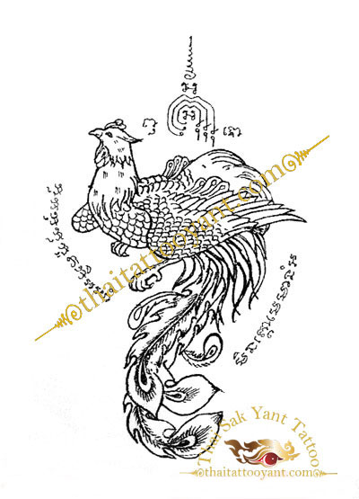 Pheasant Phaya Bird Thai Tattoo Sak Yant Design