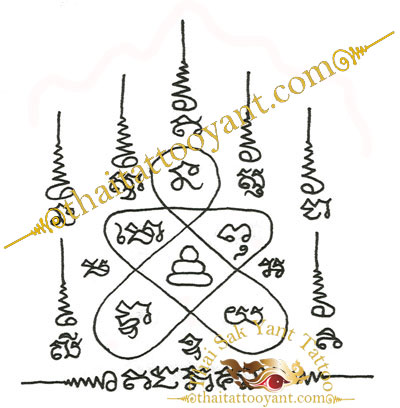 Buddha Maha Oot 7 Spire Thai Tattoo Sak Yant Design