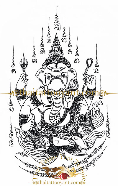 Ganesh Elephant God Thai Tattoo Sak Yant Design