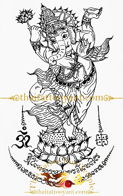 Ganesh Elephant God Thai Tattoo Sak Yant Design