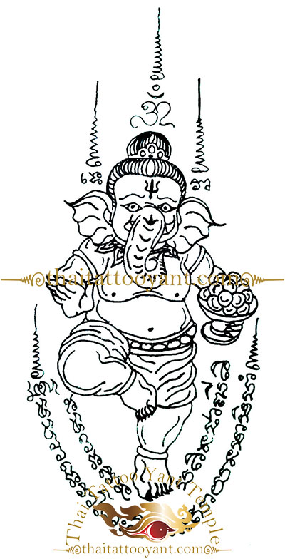 Ganesh Elephant God Thai Tattoo Sak Yant Design