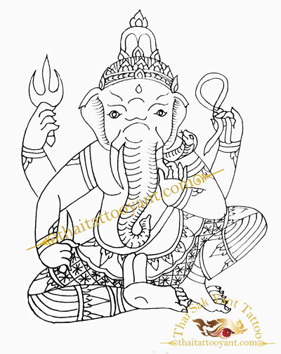 Ganesh Elephant God Thai Tattoo Sak Yant Design