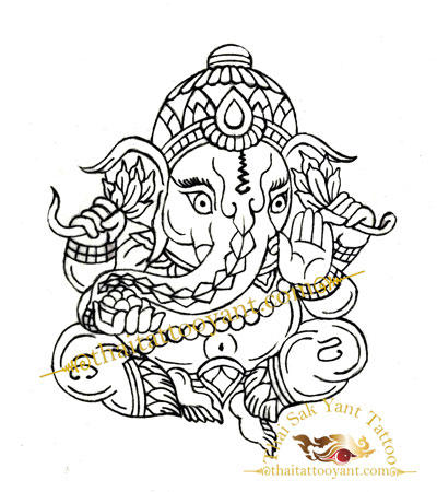 Ganesh Elephant God Thai Tattoo Sak Yant Design