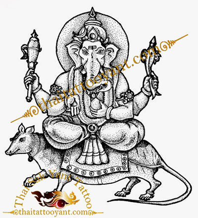 Ganesh Elephant God Thai Tattoo Sak Yant Design