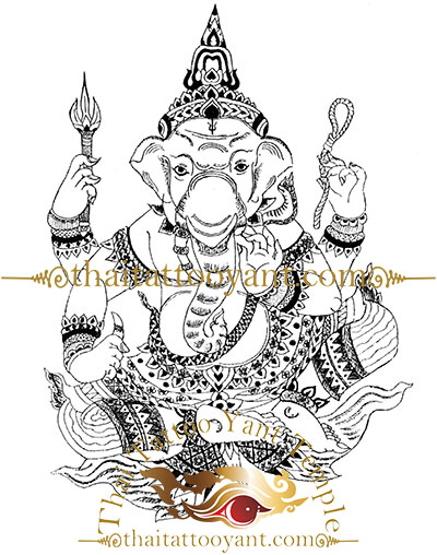 Ganesh Elephant God Thai Tattoo Sak Yant Design