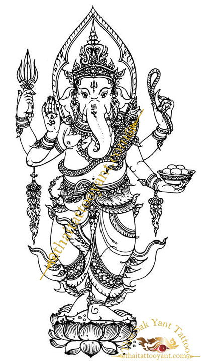 Ganesh Elephant God Thai Tattoo Sak Yant Design