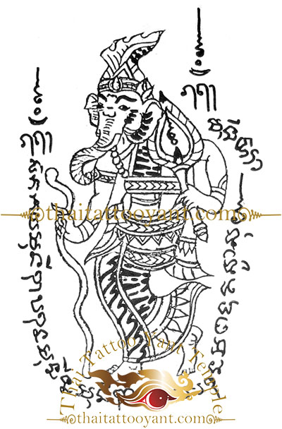 Ganesh Elephant God Thai Tattoo Sak Yant Design