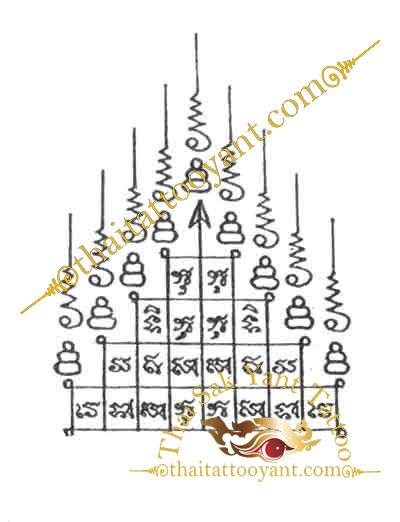 Gao Yord 9 Unalome Buddha Spires Thai Tattoo Sak Yant Design