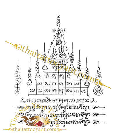 Gao Yord 9 Unalome Spires with Buddha design Sak Yant Thai Tattoo