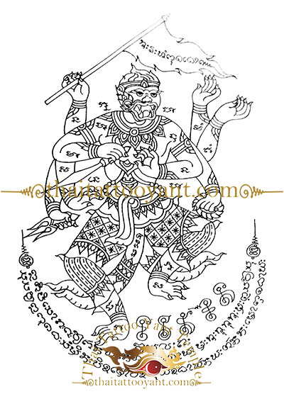 Hanuman God Thai Tattoo Sak Yant Design