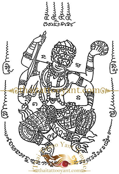 Hanuman God Thai Tattoo Sak Yant Design