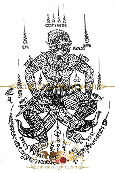 Hanuman God Thai Tattoo Sak Yant Design