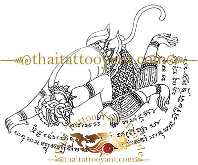 Hanuman God Thai Tattoo Sak Yant Design