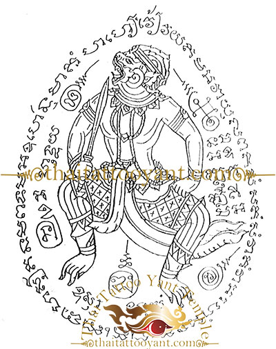 Hanuman God Thai Tattoo Sak Yant Design