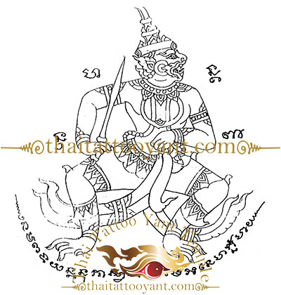 Hanuman God Thai Tattoo Sak Yant Design