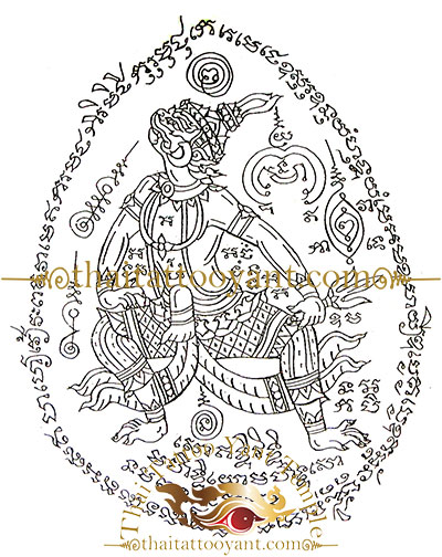 Hanuman God Thai Tattoo Sak Yant Design