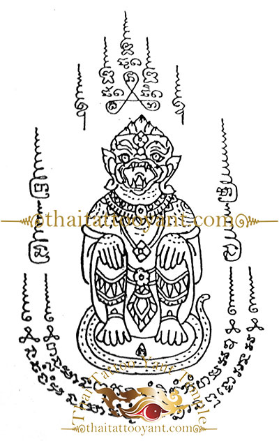 Hanuman God Thai Tattoo Sak Yant Design