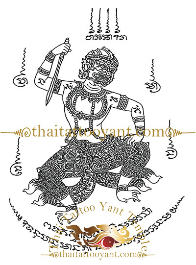 Hanuman God Thai Tattoo Sak Yant Design