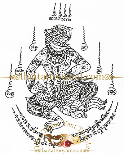 Hanuman God Thai Tattoo Sak Yant Design