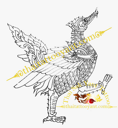 Mythical Bird Sak Yant Thai Tattoo Design