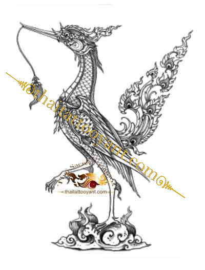 Mythical Bird Thai Sak Yant Tattoo Design