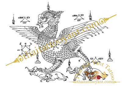 Mythical Bird Thai Tattoo Sak Yant Design