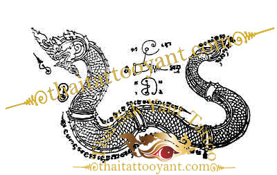 Naga Phra Ta Nark Mythical Serpent Thai Tattoo Sak Yant Design