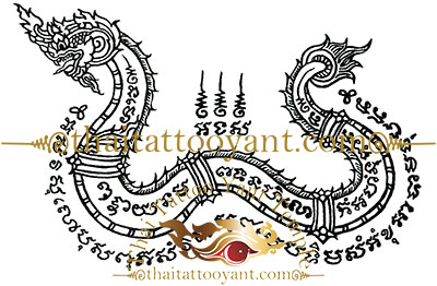 Naga Phra Ta Nark Mythical Serpent Thai Tattoo Sak Yant Design