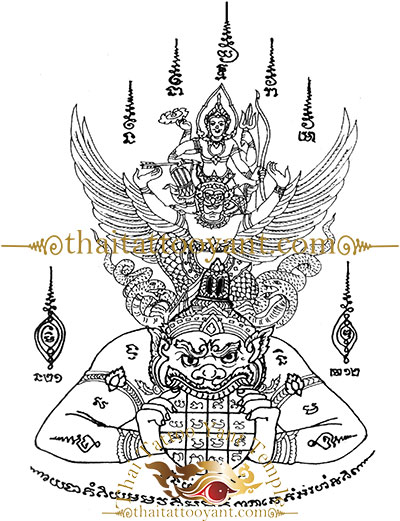 Rahu Moon God Thai Tattoo Sak Yant Design