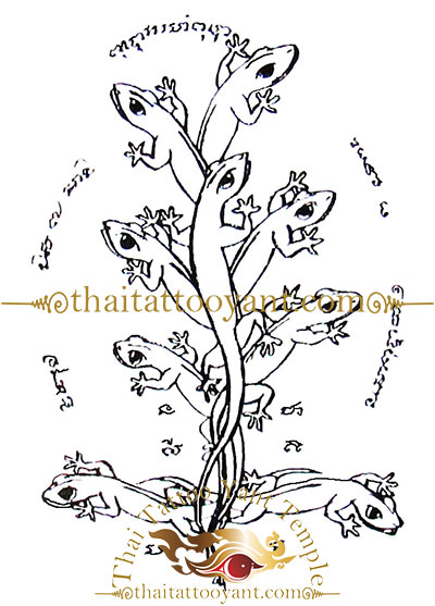 gecko or Jingjok Sak Yant Thai Tattoo Design