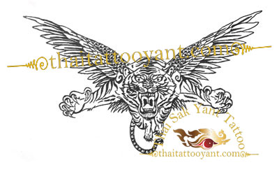 Flying wing thai tattoo Tiger Design