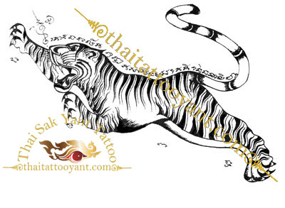 Leaping Tiger Suea Thai Tattoo Sak Yant Design