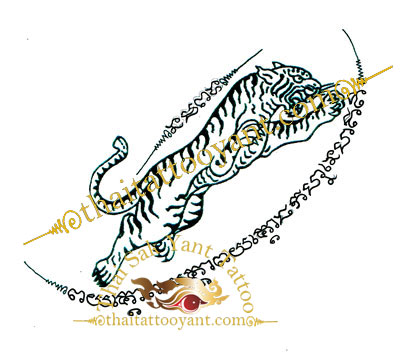 Thai Tattoo Jumping Tiger Design