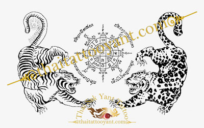 Thai Tattoo Tiger and Leopard showing there fierce protection