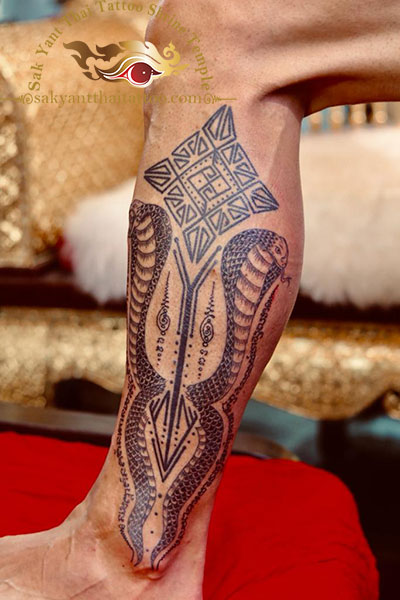 Twin Snakes Sak Yant Thai Tattoo