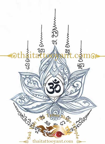 Dok Bua Thong Golden Lotus Flower Yant Thai Tattoo 7