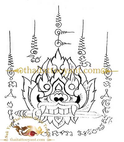 Khon mask Sak Yant Thai Tattoo Yant