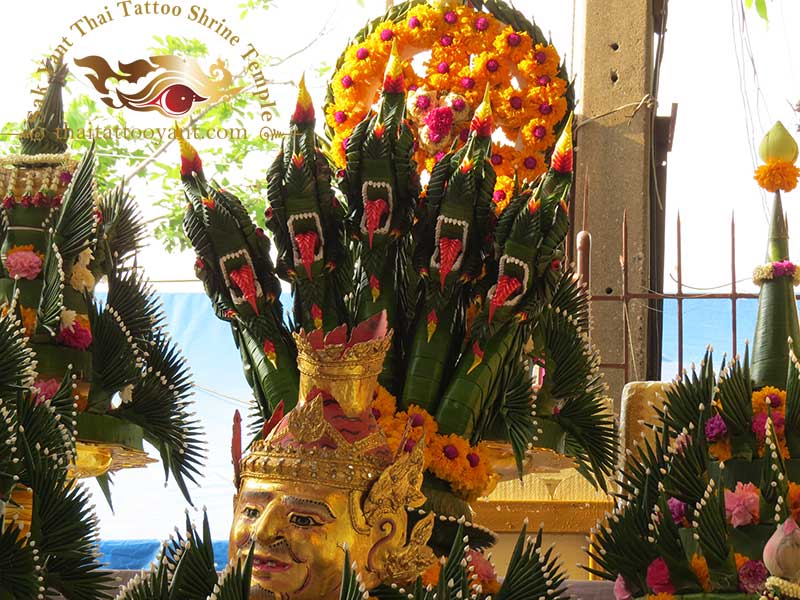 Ajarn Noo Wai Khru Banana Leave Plant Dragons and Ruesi Mask