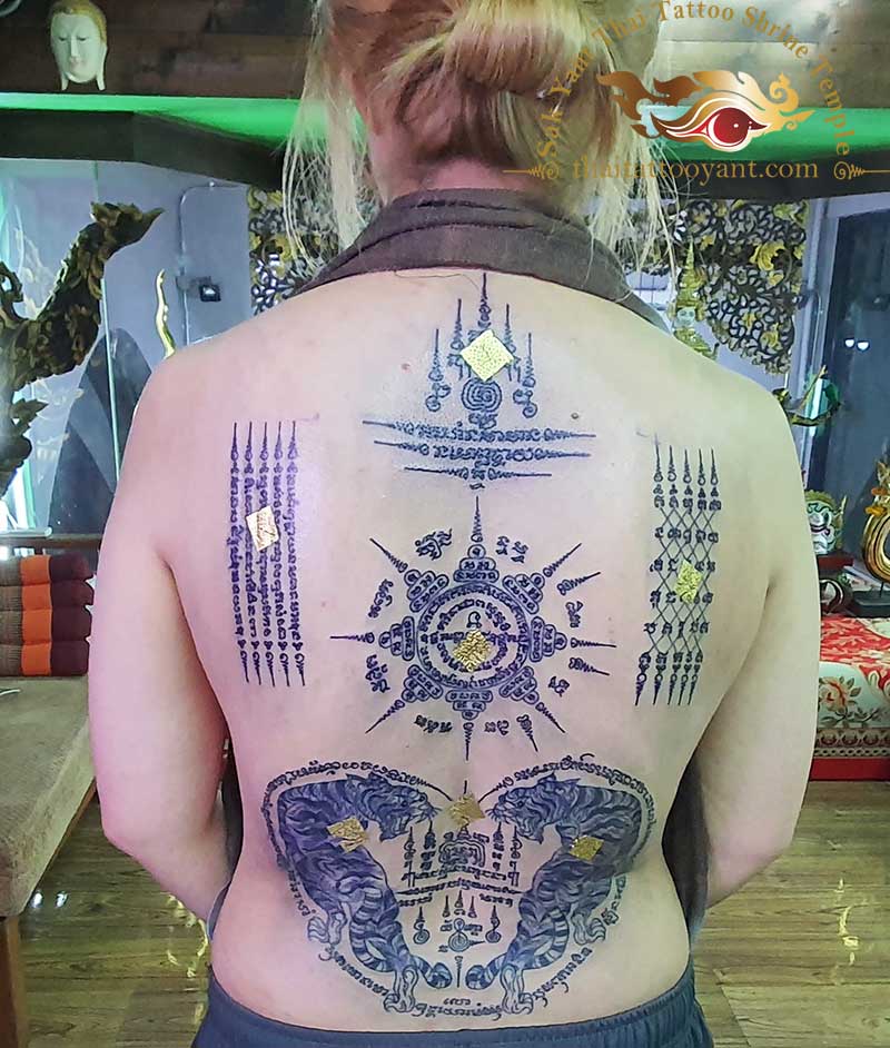 Female Sak Yant Thai Tattoo Back Piece