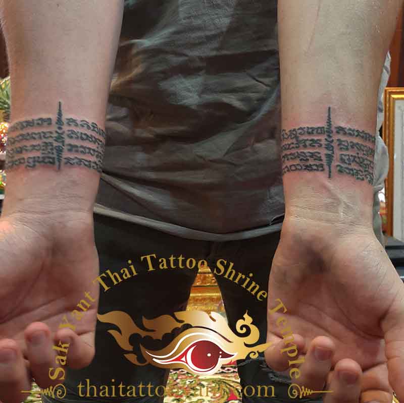 4 Line Wrist Sak Yant Thai Tattoo