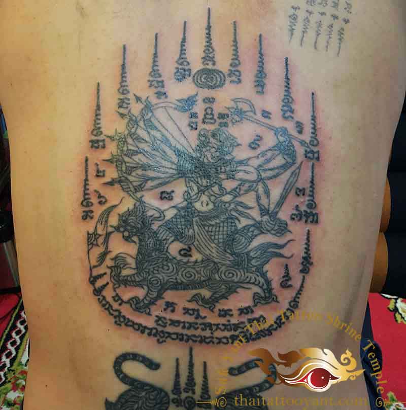 Hanuman Riding Singha Sak Yant Thai Tattoo