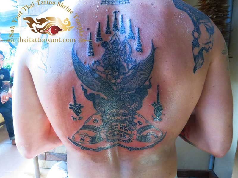 Rahu Back Piece Sak Yant Thai Tattoo by Ajarn Ohr